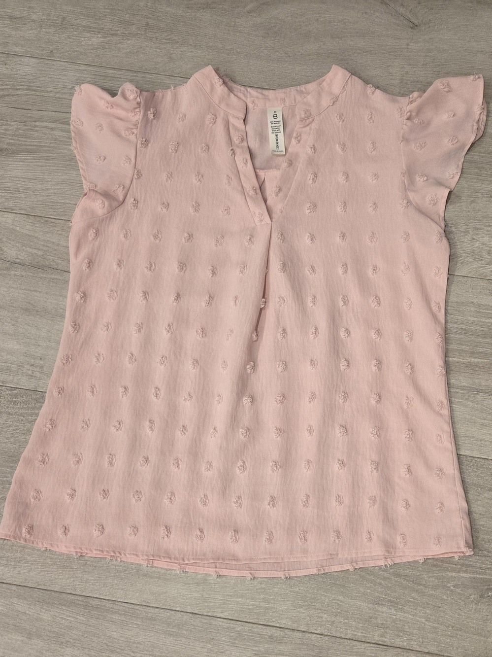 Light Pink Flutter Sleeve Blouse